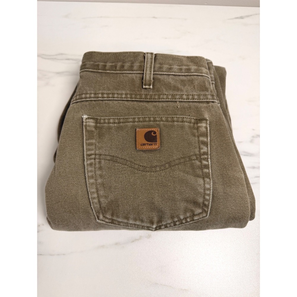 Carhartt Mens B162 BRK Flannel Lined Straight Leg Work Pants Brown 34x34